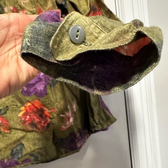 Chico's Linen Jacket Size 2 Multicolor Watercolor Floral Button Front. Pockets - Picture 10 of 14